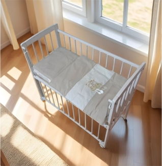 Beistellbett Weiß 40x90 inkl. Matratze & Bettwäsche Set – Farm