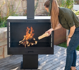 Westmann Stahl Grillkamin Feuerstelle | Schwarz |