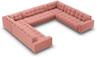 Micadoni Wohnlandschaft Mamaia 9-Sitzer Samtstoff Rosa Metall Gold