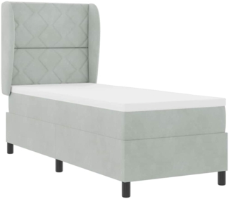 vidaXL Boxspringbett mit Matratze Hellgrau 80 x 200 cm Samt 3340952