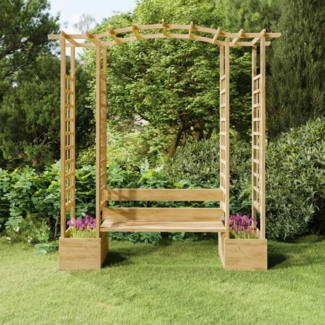 vidaXL Garten-Pergola mit Bank & Pflanzkübeln Kiefernholz Imprägniert 318566