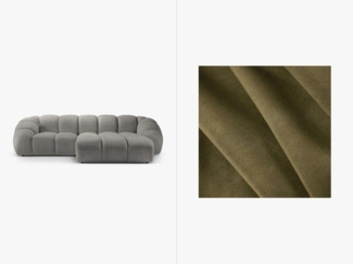 Micadoni Ecksofa Diana 3-Sitzer Rechts Samtstoff Grün