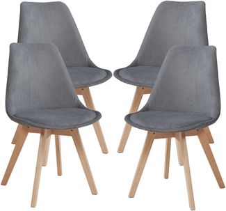 Esszimmerstuhl Fläten 4er Set Cord Grau [en. casa]