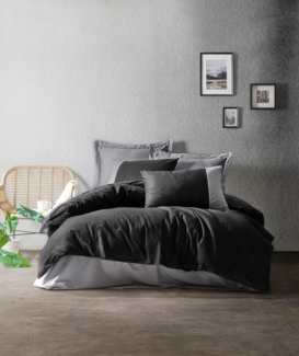 Ranforce Single XXL Bettbezug-Set (DE), 'Plain', Schwarz, Grau