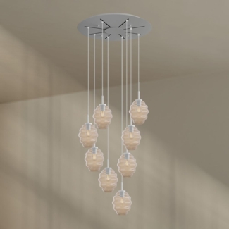 s.luce Echos Galerieleuchte 8-flammig Ø 80cm Baldachin Ø 18cm Klar, Weiß