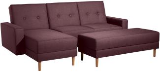 Schlafsofa Kaula Bezug Flachgewebe Erle natur / burgund 23022