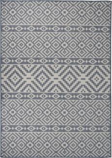 vidaXL Outdoor-Teppich Flachgewebe 140x200 cm Blau Gestreift 340838