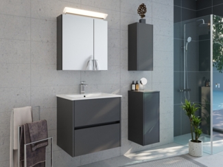 Badmöbelset Taifun 60cm 4tlg mit Spiegelschrank & 2x Badschrank grafit : Grafit