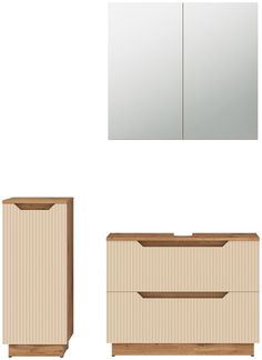 Badmöbel-Set Lotta Eiche/Kaschmir gestreift 3 Teile Vicco