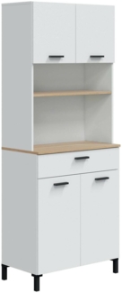 Dmora Kommode Florent, Wohnzimmerbuffet, Wohnzimmer-Sideboard, Moderne Küchen-Speisekammer, 72x40 h185 cm, Weiß und Eiche