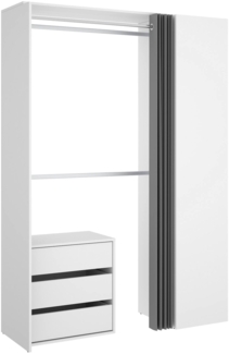 Dmora Großer Kleiderschrank Annuck, Struktur für begehbaren Kleiderschrank, offener Kleiderbügel, 141 x 52 x 205 cm, Weiß und Anthrazit