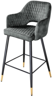 riess-ambiente Barhocker PARIS grün / schwarz-gold (Einzelartikel, 1 St), Samt · mit Armlehne · Metall · Esszimmer · Retro
