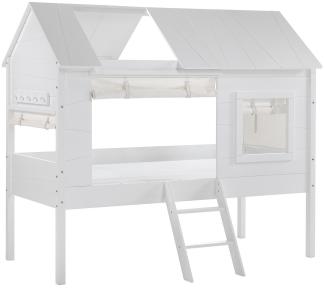 Spielbett >CHARLOTTE< in Weiß aus Massiv Kiefer und MDF - 209x185x137cm (BxHxT)