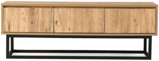 Dmora Fernsehschrank Ignazia, Ständer für Wohnzimmerfernseher, Niedriges Wohnzimmer-Sideboard, TV-Ständerbasis, 140x40h50 cm, Eiche und Schwarz