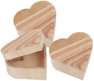 VBS Truhe Holzkästchen Herz, 10,5 cm x 9,5 cm x 5,5 cm 3er-Pack