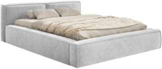 Selsey 'Tilves Slim'Polsterbett 140x200 mit Bettkasten und Lattenrost, Velours, hellgrau