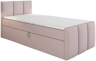 A&J MöbelLand GmbH Boxspringbett Einzelbett MOREN mit Bettkasten, Topper und gepolstertem Kopfteil. (Boxspringbett mit Bettkasten und gepolstertem Kopfteil. Inclusive Topper !, TOP ANGEBOT), Länge 216 cm Höhe 106 cm