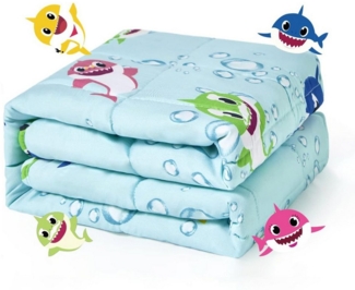 SiviO Gewichtsdecke Kinder Therapie-Bettdecke Weiche Kuschelige Bettdecke, für natürliche Erholung und Schlaf, 90x120cm,Grün Shark, 1.3kg
