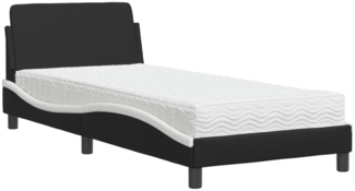 vidaXL Bett mit Matratze "Dover" Schwarz und Weiß 90x190 cm Kunstleder 3208322