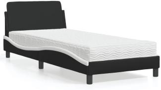 vidaXL Bett mit Matratze Schwarz und Weiß 90x190 cm Kunstleder 3208322