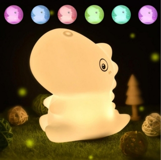Qualra LED Nachtlicht Dinosaurier Nachtlicht Kinder Baby mit 7-Farben-Licht für Kinderzimmer, Akku wiederaufladbar Silikon Nachtlampe