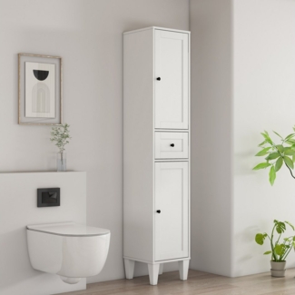 welltime Hochschrank AMSTERDAM Badschrank Breite 35cm, 2 Türen und 1 Auszug