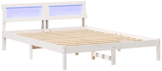 vidaXL Bettgestell mit Kopfteil Weiß 160 x 200 cm Massivholz Kiefer 872813