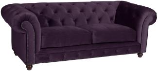 Sofa 2,5-Sitzer Kathe Bezug Samtvelours Buche nussbaum dunkel / purple 22499