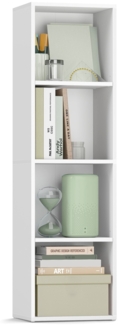 VASAGLE CUSTOS Kollektion - Bücherregal, 4-stöckiges Regal, offenes Aufbewahrungsregal, mit verstellbaren Ablagen, 24 x 30 x 106 cm, für Wohnzimmer, Homeoffice, Schlafzimmer, wolkenweiß