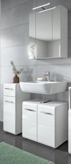 Badmöbel Set Cover in weiß Hochglanz 3-teilig 105 cm