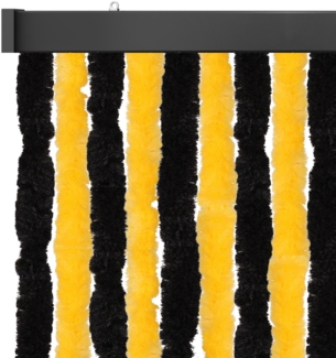 Flauschvorhang 100x200 ( Schwarz-Gelb ), perfekter Insekten- und Sichtschutz für Ihre Balkon- und Terrassentür, viele Farben
