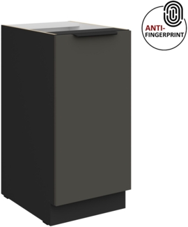 Küchen Unterschrank 40 cm Küche ARIA Graphite ultra matt + Schwarz matt, hochwertige Fronten mit Anti Fingerprint Beschichtung Küchenzeile Küchenblock