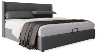 TavilaEcon Boxspringbett Polsterbett mit verstellbarem Kopfteil, Stauraum, aus Leinenmaterial mit Lattenrost