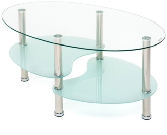 Concept GmbH Couchtisch Ablageböden, in Klarglas / Glas sandgestrahlt - 90x43x55cm (BxHxT)