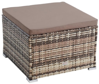 Rattanhocker Gartenhocker Hocker XXL Stuhl Polyrattan Sitzhocker Beige-Braun