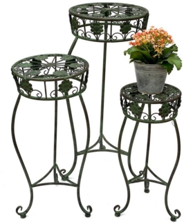 DanDiBo Blumenständer Metall Grün Blumenhocker 3er Set Blumensäule Antik