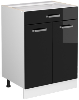 Unterschrank R-Line Schwarz Hochglanz 60 cm mit Schubladen, ohne Arbeitsplatte Vicco