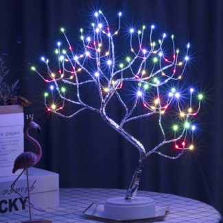 MUPOO LED Baum Künstlicher LED Bonsai Tischleuchte Dekolicht, USB-/Batterie-betrieben, 108 LEDs Kupferdrahtbaum, LED fest integriert, mit Touch-Schalter