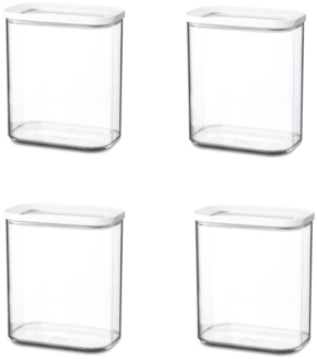 Mepal | Modula Vorratsdosen Set 4-tlg. | robustes Kunststoff | 1500 ml | deckt Ihre Aufbewahrungsbedürfnisse stilvoll ab | elegantes Weiß