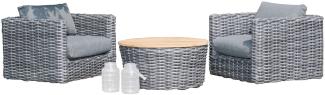 Sonnenpartner 3-teilige Lounge-Sitzgruppe Sands Aluminium mit Polyrattan charcoal Loungesitzgruppe