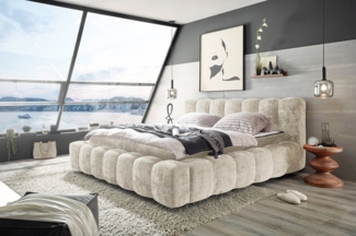 riess-ambiente Polsterbett DIAMOND 180x200cm weiß Chenille · mit Matratze & mit Lattenrost (Einzelartikel, 1-tlg), Doppelbett mit Topper in Kingsize-Größe · Härtegrad H3/H4