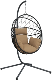 vidaXL Hängesessel Ei-Design mit Ständer Taupe Rattan und Stahl 4007403