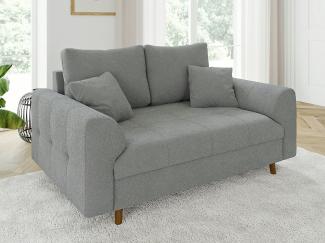 S-Style Möbel 2-Sitzer Sofa Leif mit Holzfüßen im skandinavischen Stil aus Boucle-Stoff, mit Wellenfederung