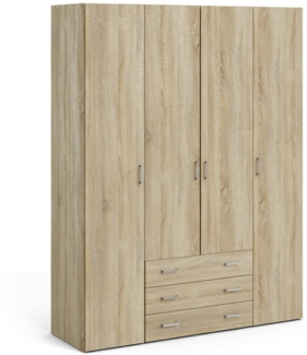 Dmora Großer Kleiderschrank Amoruccio, Schlafzimmermöbel, Schrank, Garderobe, 154x50 h200 cm, Eiche