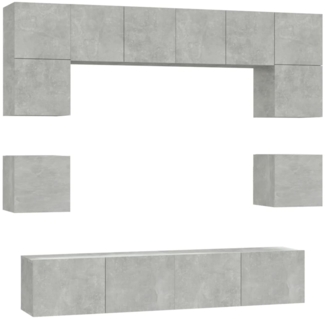 vidaXL 8-tlg. TV-Schrank-Set Betongrau Holzwerkstoff 3114409