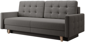 Selsey ‘Verat’ Schlafsofa mit Stauraum und Easy-Clean Veloursbezug, Dunkelgrau
