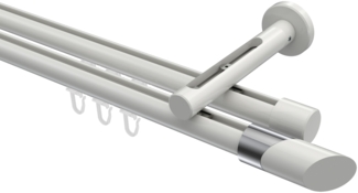 Innenlauf-Gardinenstangen-Set Siteno Verano 300 cm (geteilt in 3x100 cm), 2-läufig, 20 mm Ø Weiß