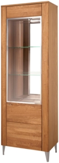 Standvitrine Glasvitrine Latina 70x42x200cm Honig Eiche teilmassiv 1-türig