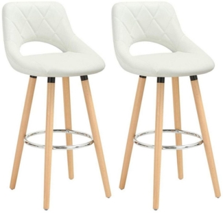 2er-Set Barstuhl Tresenhocker Holz Kunstleder weiß