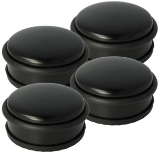 WESTCOTT Bodentürstopper Türstopper rund 4er Pack Türpuffer Gummi Edelstahl schwarz 10x4 cm (Spar-Set, 4 St)